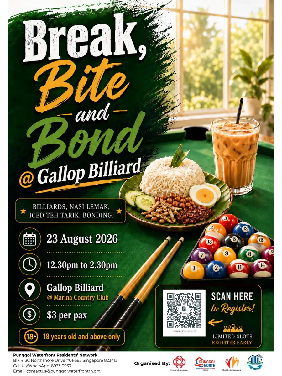 Poster for BREAK, BITE & BOND @ GALLOP BILLIARD!